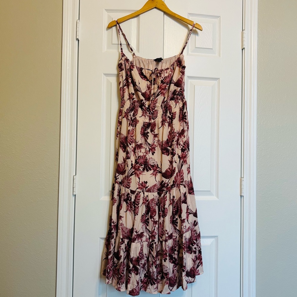 Banana Republic Floral Midi Dress in Cream and Burgundy